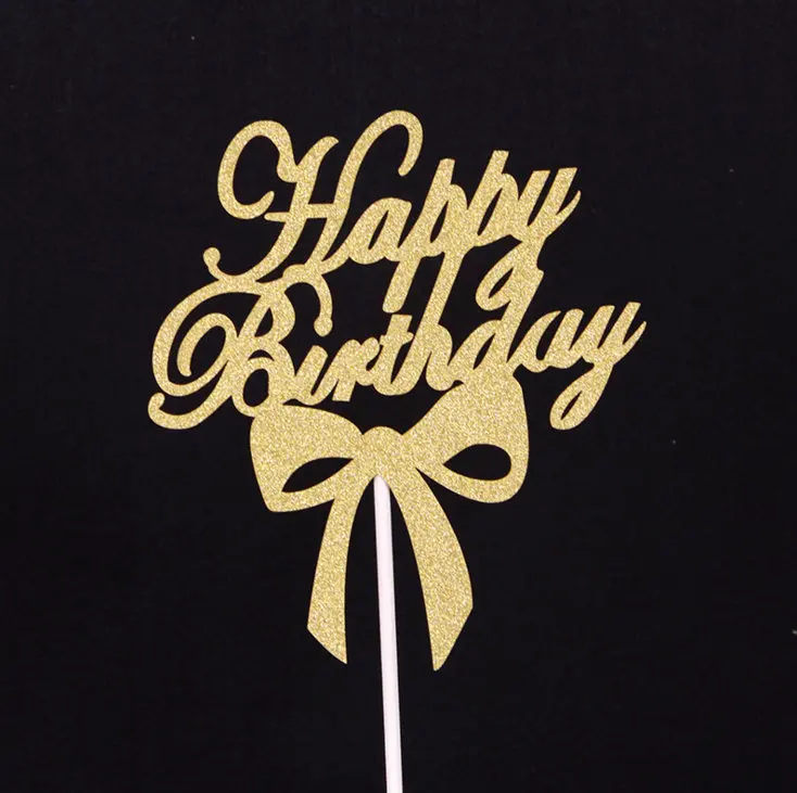 1 шт. Золотой Серебряный Топпер для торта флаги с надписью Happy Birthday семейного дня