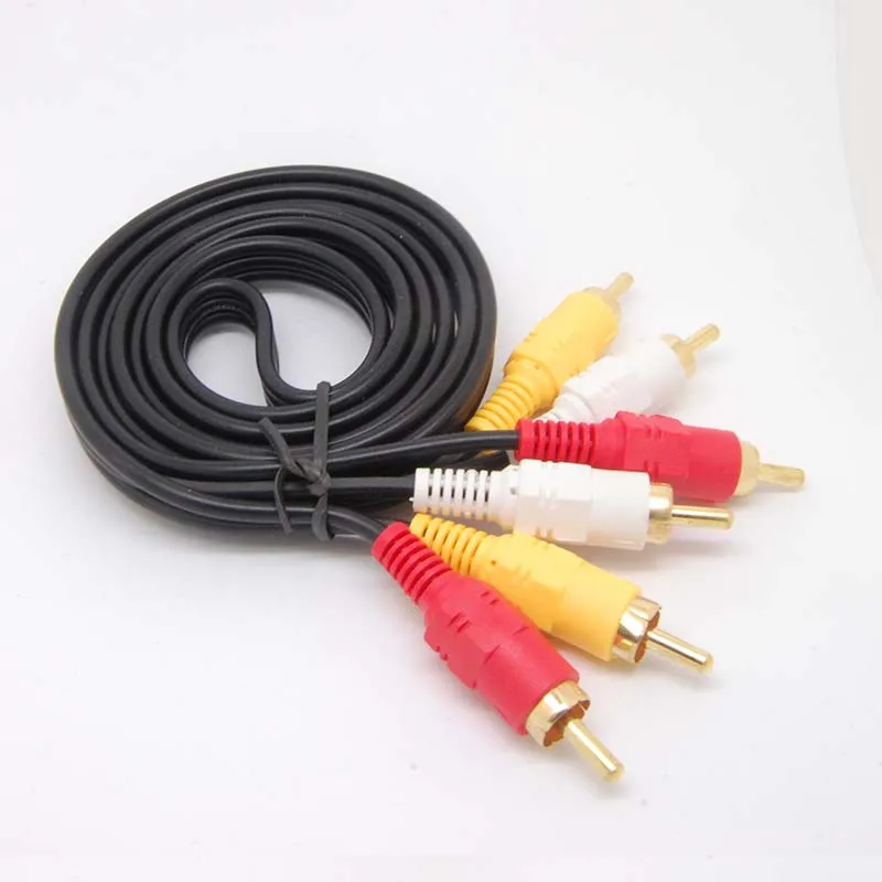 Золотой av-кабель 3RCA 3 RCA Мужской Аудио Видео кабель композитный желтый/красный/белый ТВ DVD