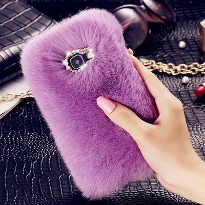 light purple Роскошный меховой чехол FLOVEME для samsung Galaxy A3, A5, A7, чехол для samsung Galaxy J2, J3, J5, J7, защитный чехол для телефона - Цвет: light purple