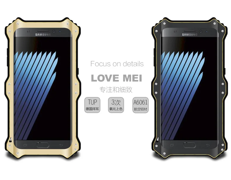 Для Samsung Galaxy Note 7 Любовь Мэй MK2 Ударопрочный Силиконовый + металл Алюминий