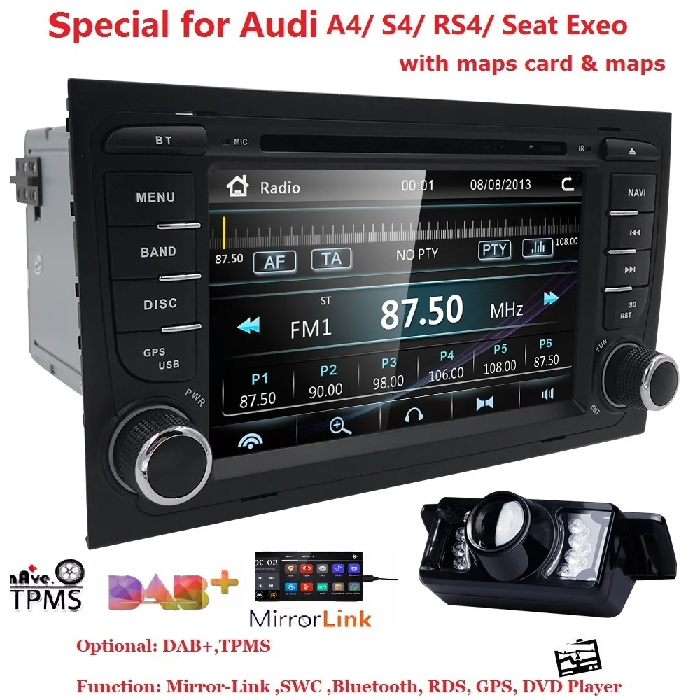 2Din 7 &quotCarDVD GPS для Audi A4 2002 2008 S4 RS4 8E 8F B9 B7 RNS E DVD стерео Sat Nav экран зеркального