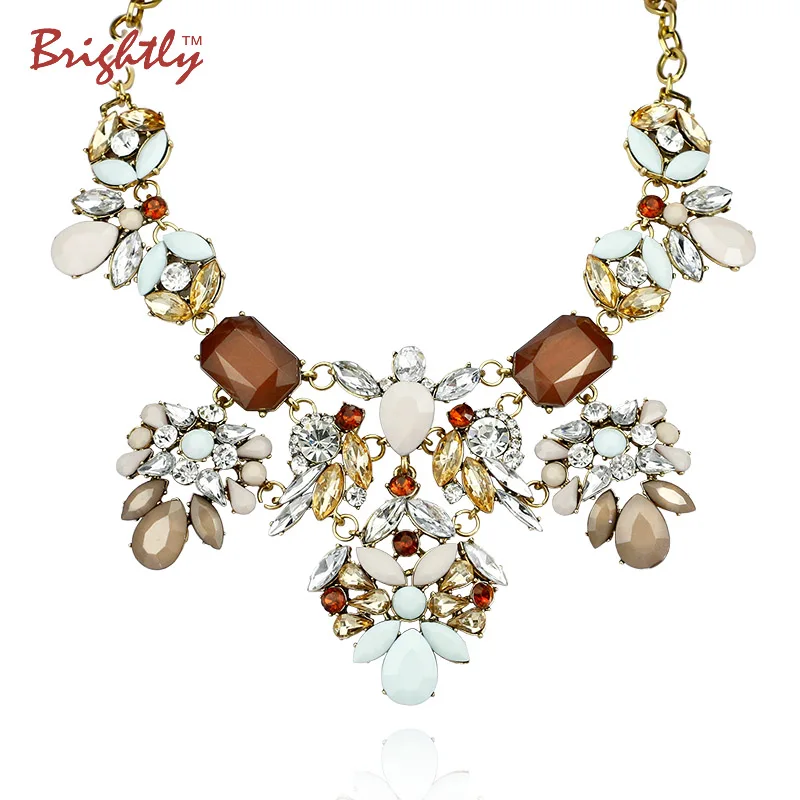 Brightly Роскошные макси Заявление Воротник ожерелье Красочные Стразы Люкс Ожерелье