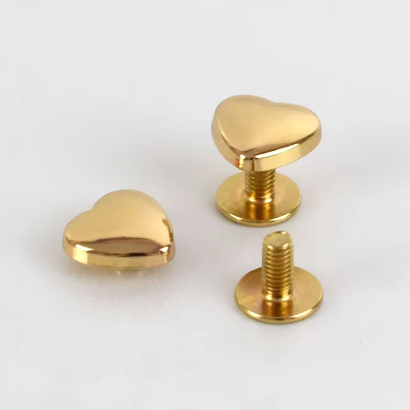 lightgold 20 шт 10 см сердце заклепки винт для сумки аппаратные средства сумки декоративные кнопки шпильки гвоздь заклепки металлические пряжки защелкивающийся крючок Кожа ремесло - Цвет: lightgold