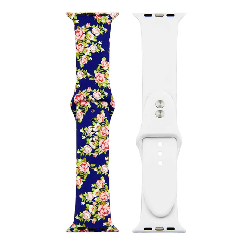 Ремешок для спортивных часов для Apple Watch Band 4 44 мм 40 мм цветочный цветок мягкий силиконовый браслет для iWatch Series 3 2 1 Band 42 мм 38 мм ремешок - Цвет ремешка: 16