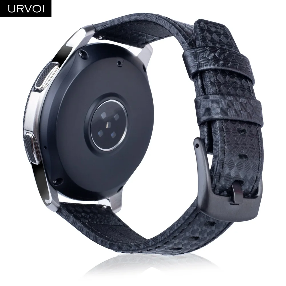 URVOI band for Samsung Galaxy watch 46mm Gear S3 strap carbon fiber pattern PU leather replacement 22mm | Наручные часы