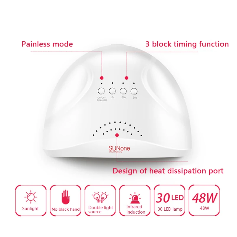 

New 48W LED UV Lamp Nail Dryer For Curing Gel Polish Art Tool Light Fingernail Toenail 5S 30S 60S Manicure Machine