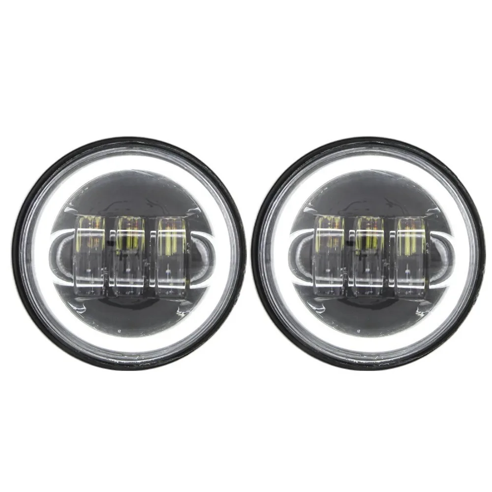 

Fog Light 1 Pair 4 1/2 4.5Inch Black/Chrome Motorcycle LED Passing Fog Light for Heritage Softail Road King Electra Glide