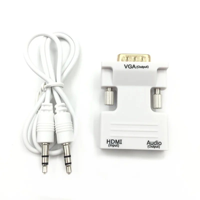 White HDMI Женский VGA Мужской конвертер с аудио адаптером поддержка 1080P выходной сигнал для мультимедиа для ПК настольный ноутбук - Цвет: White