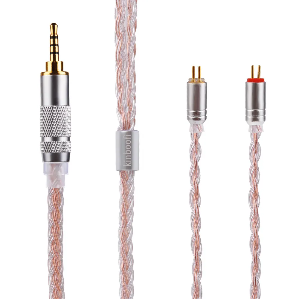 2.5 with 2PIN KINBOOFI 16 Core с серебряным покрытием кабель наушников MMCX/2Pin разъем 3,5/2,5/4,4 мм для съемки V80 AS10 BA10 ZS10 AS06 AS16 - Цвет: 2.5 with 2PIN