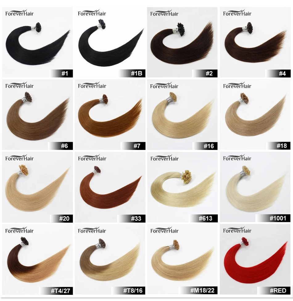 FOREVER HAIR 0,8 г/локон 1" 18" 2" Remy накладные человеческие волосы для наращивания, европейские человеческие кератиновые u-образные накладные волосы, 50 шт