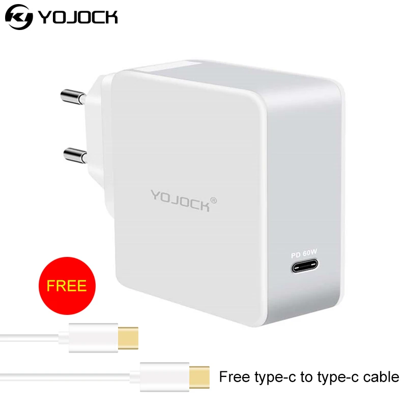 Yojock 60 Вт type-C PD зарядное устройство Быстрая настенное зарядное устройство для нового Macbook Pro 1" nintendo переключатель USB C кабель
