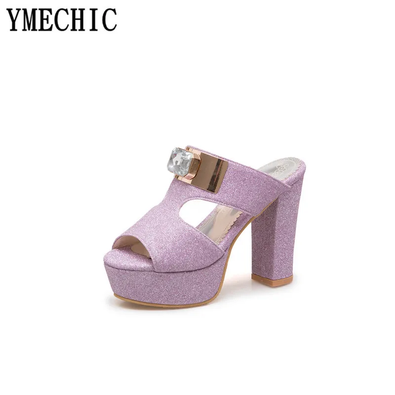 Женские шлепанцы YMECHIC на платформе и высоком каблуке с открытым носком большие
