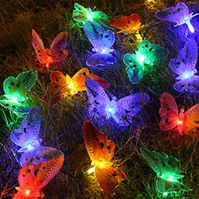 RGB 6 м 20 led волоконно-оптическая Бабочка Солнечная энергия светодиодный Сказочный светильник Бабочка открытый сад патио уличные вечерние украшения - Испускаемый цвет: RGB