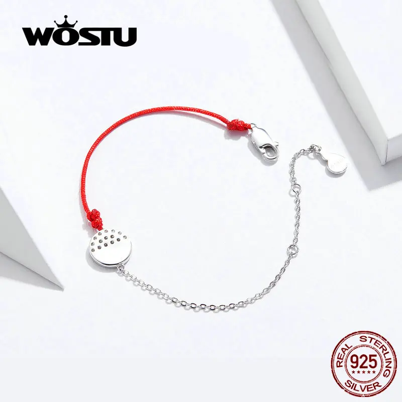WOSTU Настоящее 925 пробы Серебряный Уникальный двойной цвет браслет цепочка дизайн красный и серебристый цвет регулируемый браслет CTB020