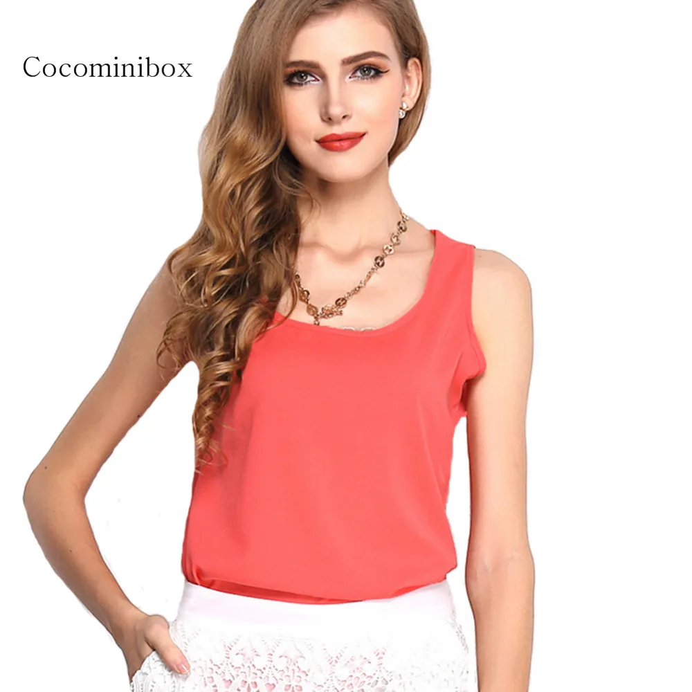 Women Casual Soft Round Neck Chiffon Tank Top Summer Regular Sleeveless Fitness Solid t shirt Plus Size | Женская одежда