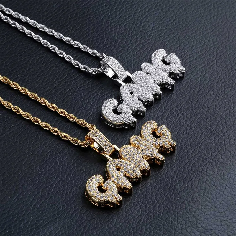 

Lucky Sonny Custom Letter Pendant Necklace Drip Style Bubble Charm Men Women CZ Micro Pave Pendants & Necklaces Jewelry Dropship