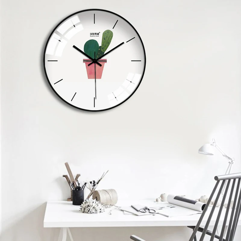 Fresh Plants Wall Clock Modern Design Retro Home Decor Decorations Living Room Wall Clock Digita Wall Watches Home Decor 50Q148