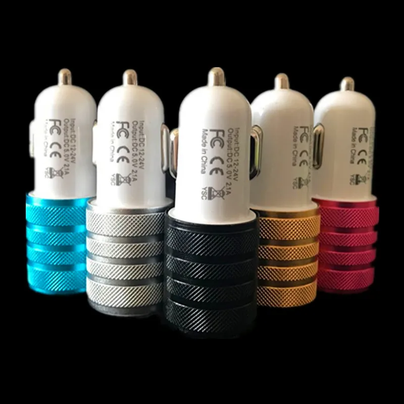 100 шт./лот универсальное автомобильное зарядное устройство из алюминиевого