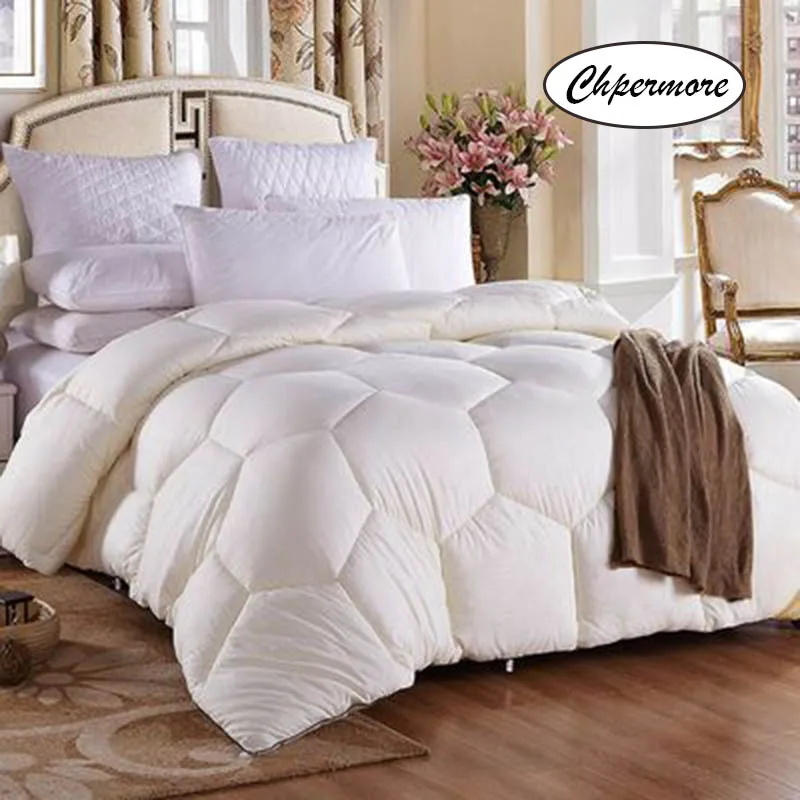 beige Chpermore белое стеганое одеяло из сверхтонкого волокна высокого качества с гусиным/утиным пухом, зимнее одеяло, хлопок, покрывало King queen - Цвет: beige