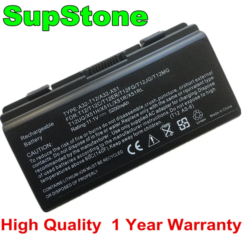 

SupStone A32-X51 battery for Asus T12Er T12C T12Fg T12Jg T12Ug X51H X51L X51R X51RL X58 X58C X58L X58Le A31-T12 A32-T12 battery