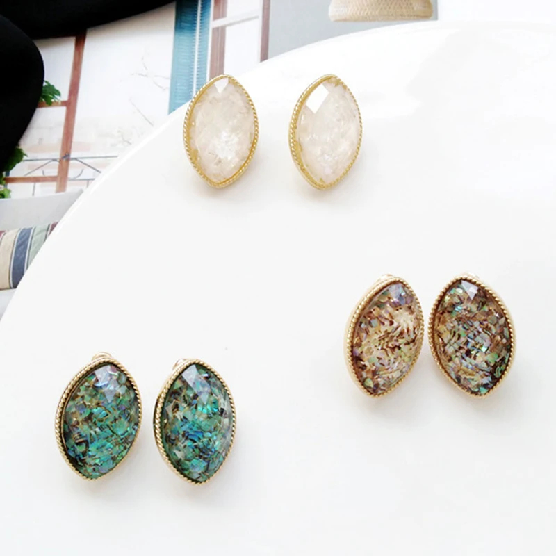 Женские серьги клипсы без пирсинга простые прокола весенние сережки с