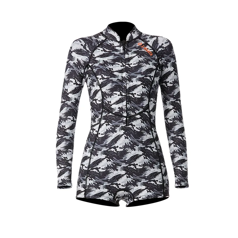 Camouflage 129766F Для женщин 1,5 мм купальник-бикини из неопрена купальный кроя racer серфинг гидрокостюм с длинным рукавом springsuit плавательный костюм для подводного плавания чулки купальники - Цвет: Camouflage 129766F