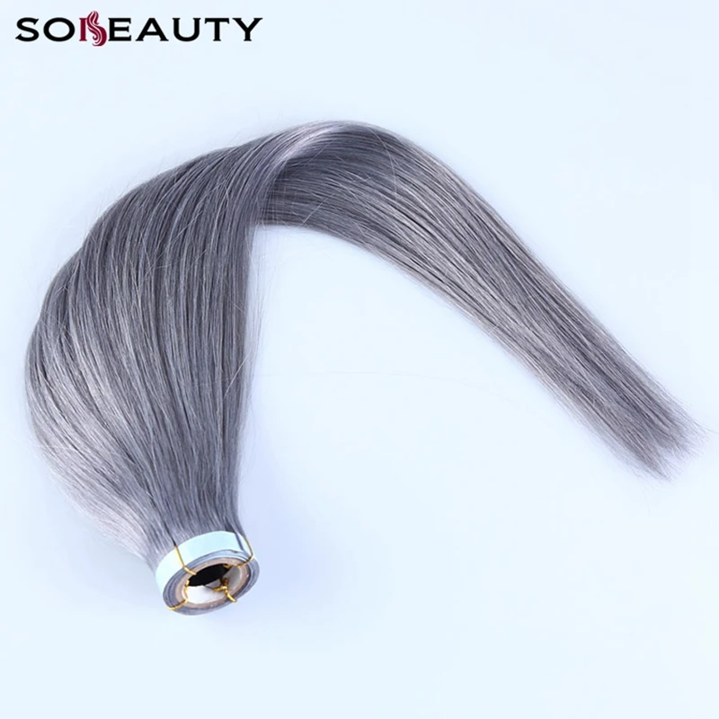 Лента в Пряди человеческих волос для наращивания 100% Волосы remy 16 22 дюйма 40 г/компл.