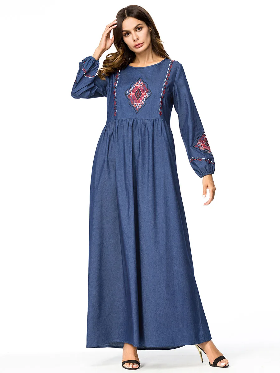 Длинные халаты Свинг Рамадан мусульманская одежда Повседневное платье макси с