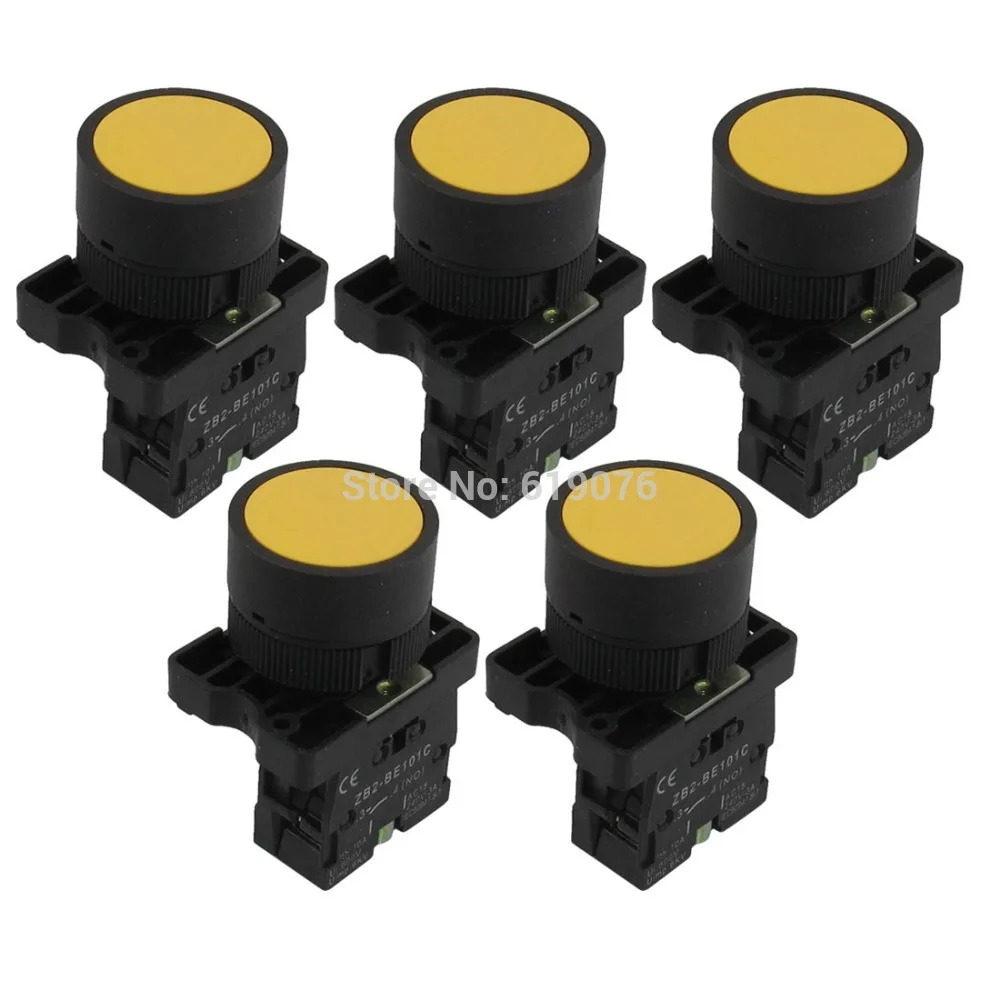 

22mm 1 NO N/O Yellow Sign Momentary Push Button Switch 600V 10A ZB2-EA51