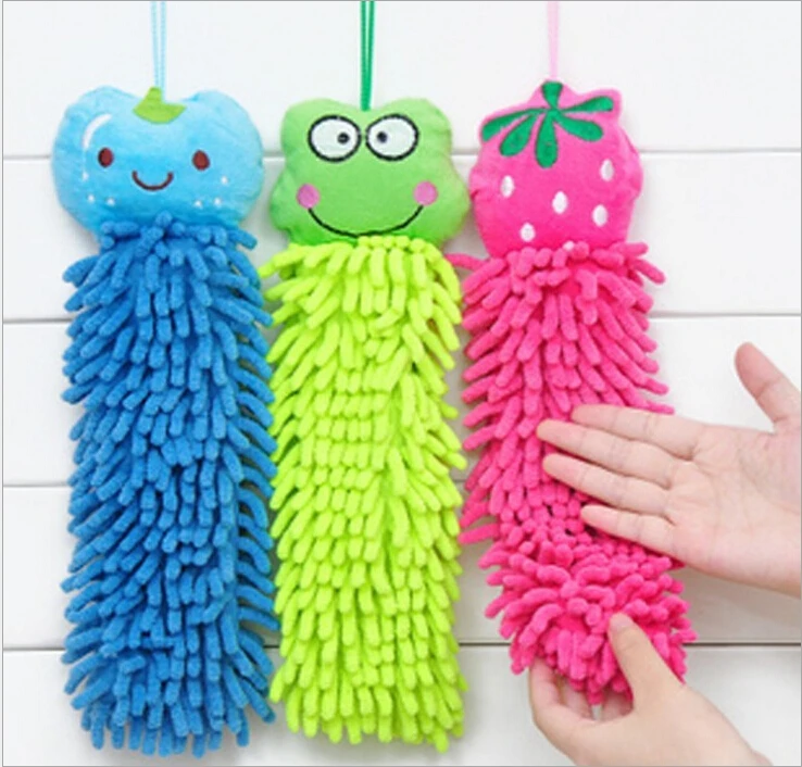 

100pcs/lot Wholesale Microfiber cartoon Hanging towel Cute animal cleaning towel