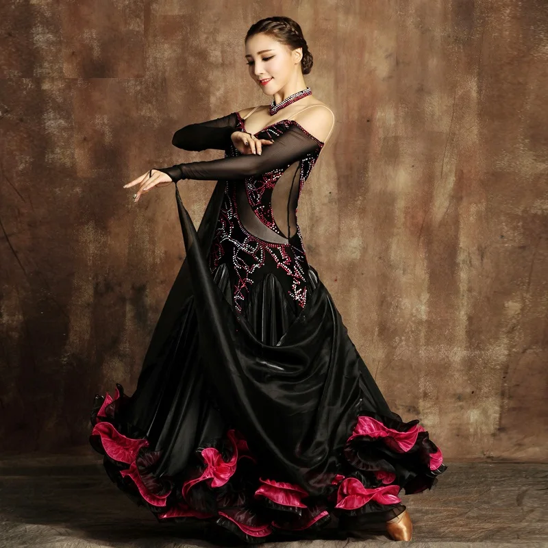 Изысканный горный хрусталь бальных танцев Dress ES standard бальные танцы одежда