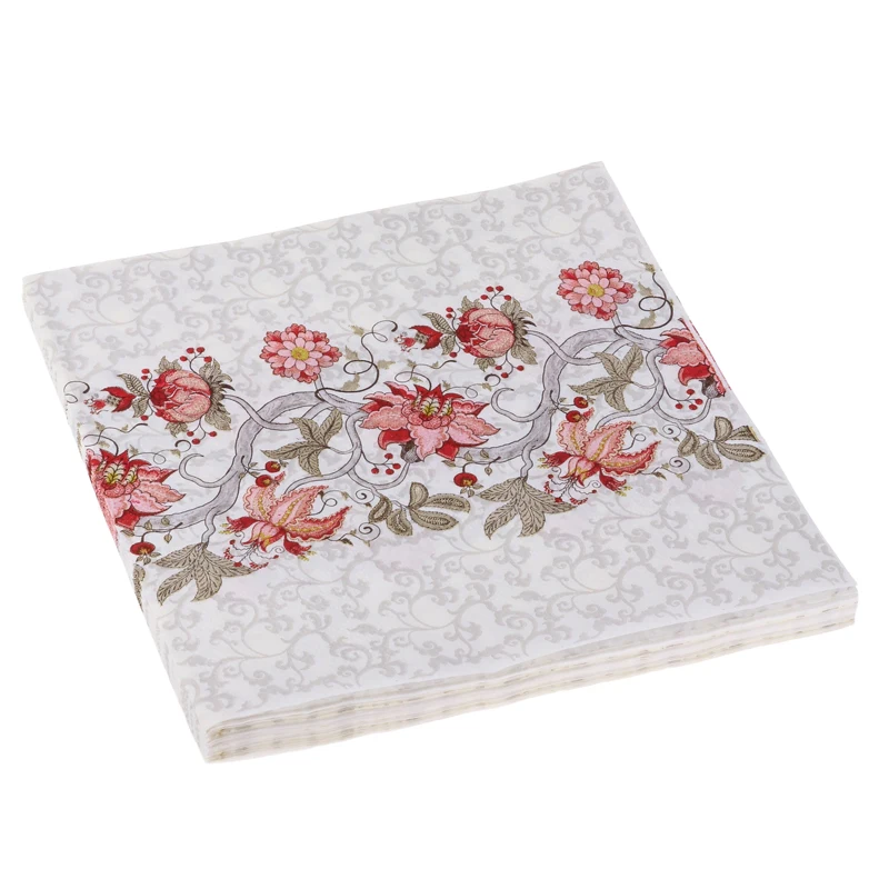 Декупаж Свадебные винтажные салфетки бумажные красный цветок красивый носовой