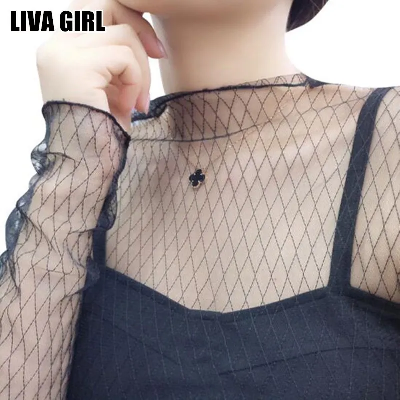 Liva Girl сексуальная перспектива открытые женские сетчатые топы блузка рубашка