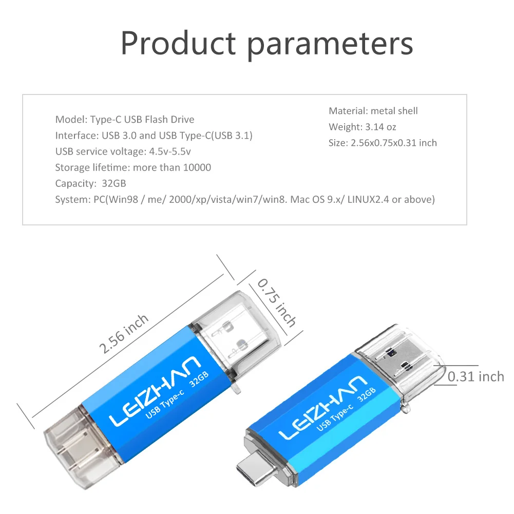 LEIZHAN флеш-накопитель USB 3 0 Type-c Флешка 256 ГБ фото палка внешнее запоминающее