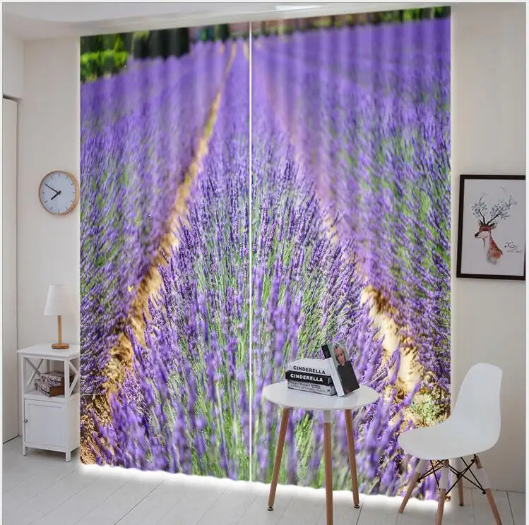 Purple Lavender girl Bedroom Curtains Luxury Blackout 3D Window Curtain Living Room decorate Cortinas Drapes Rideaux pillowcase | Дом и сад