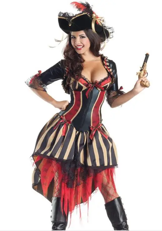 Фиолетовый Пираты Карибского моря костюм женский пират карнавальные костюмы
