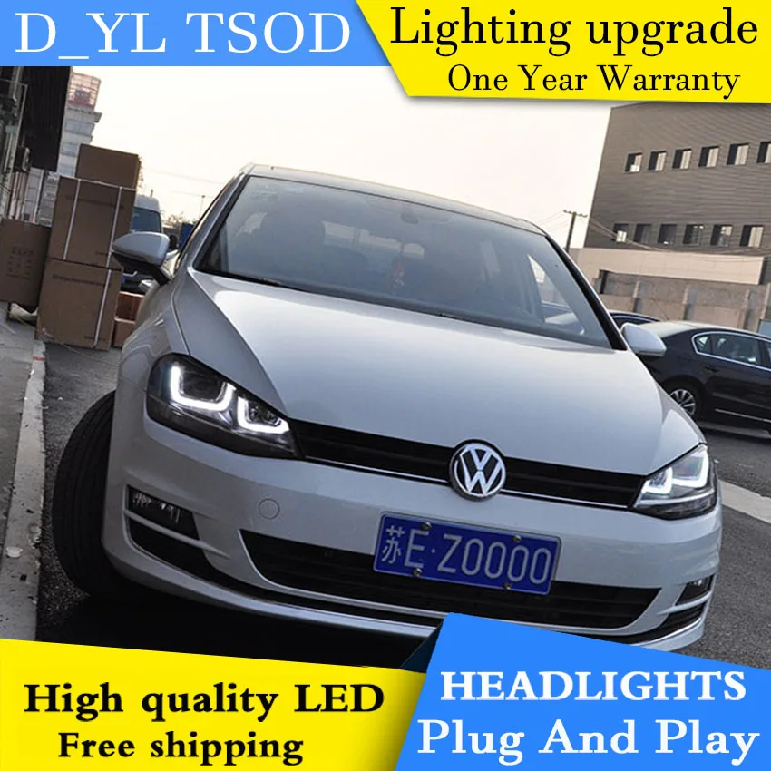 D_YL автомобильный стайлинг фары для VW GOLF 7 GOLF7 GTI 2013 15 двойные U Golf светодиодный ные Bi