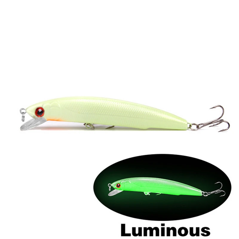 1PCS 17G 12CM Luminous Minnow Fishing Lure Pesca Artificial Hard Bait Treble Hook Depth 0-1.5m Swimbait Tackles | Спорт и
