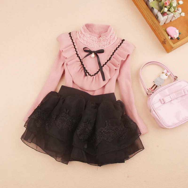 Осенняя одежда для маленьких девочек детская блузка с милым бантом школьная