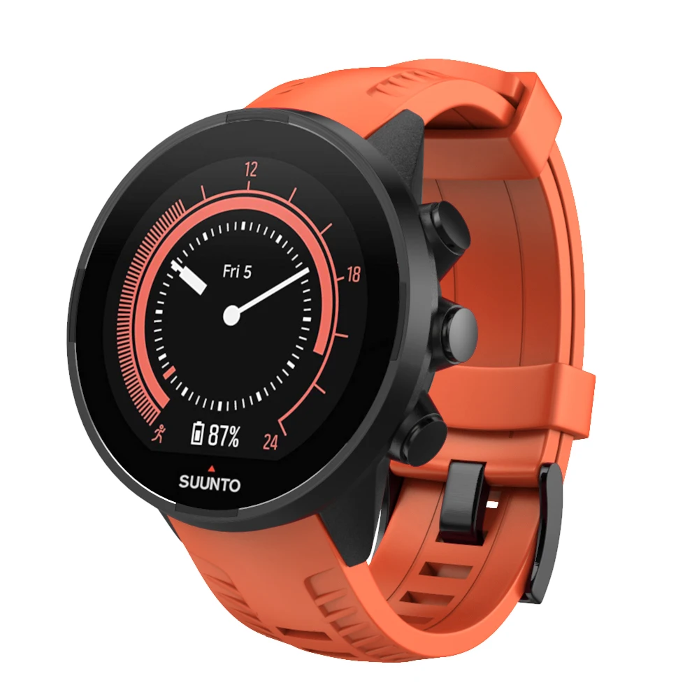 Для Suunto 9/Suunto 9 Brao открытый силиконовый ремешок для часов Ремешок с черной пряжкой быстросъемная резиновая Замена для Suunto 9/9 Brao