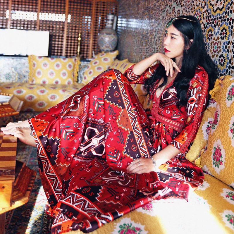 Новинка богемное этническое стильное льняное хлопковое женское весна осень