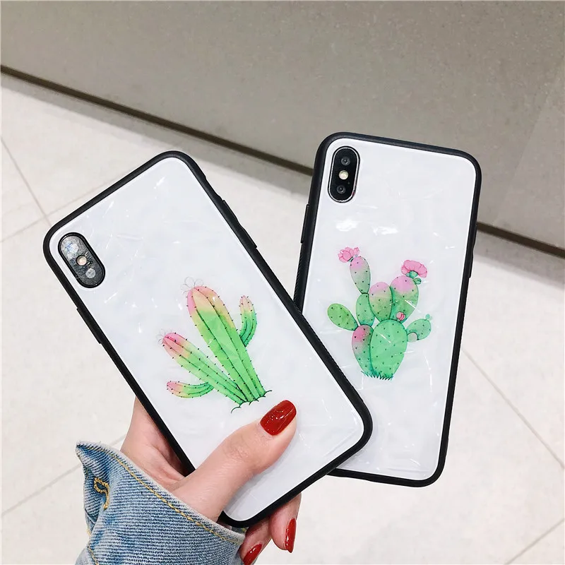 Прекрасный Алмазный Узор botany дизайн Кактус белый imd чехол для телефона Apple iphone 6 6s 7