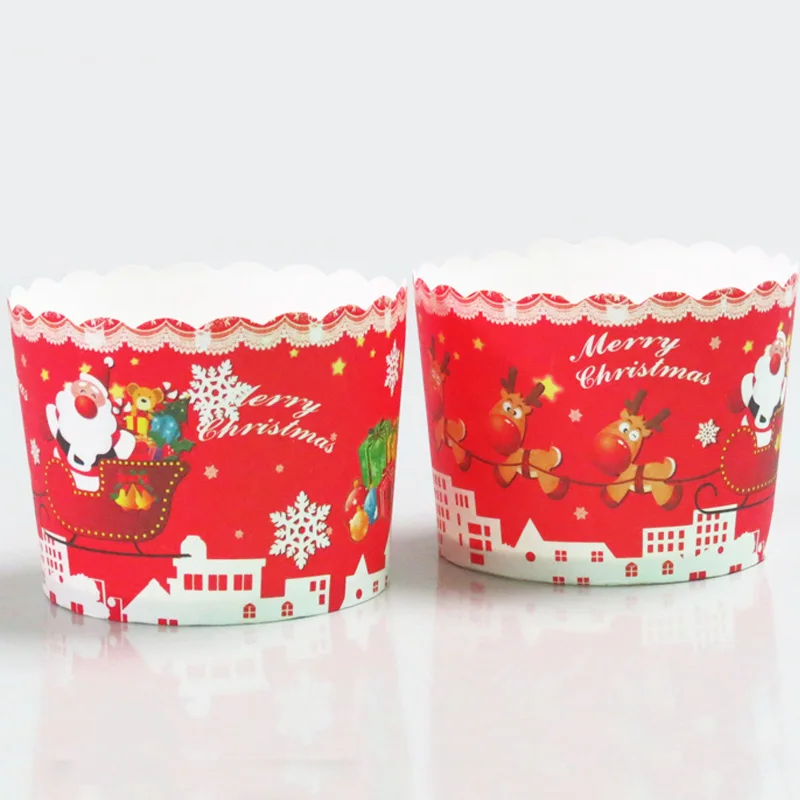 Большой размер 50 шт красный бант Рождественский олень Санта Клаус бумажный торт