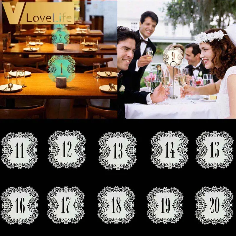 10 шт. кружевные настольные открытки цифры цвета слоновой кости|decoration vintage|decorative
