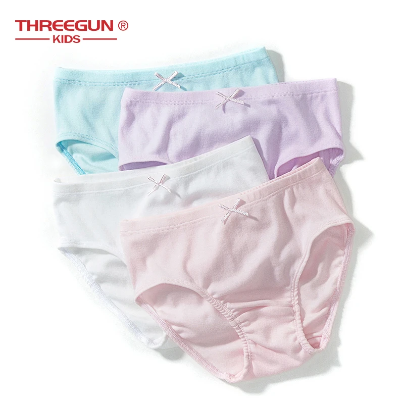 THREEGUN/детское нижнее белье для девочек; хлопковые трусы-боксеры; детские трусы ярких цветов с бантом; трусы для девочек-подростков; одежда