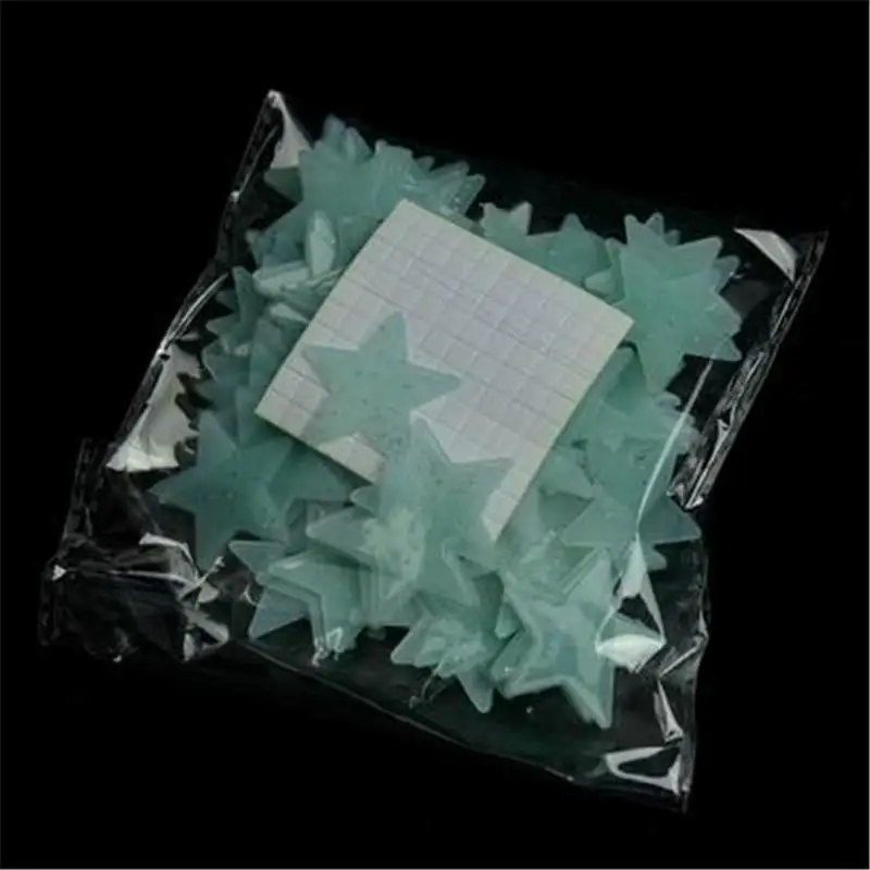 blue 50Pcs 50 шт. 3d звезды светится в темноте обои светящиеся флуоресцентные настенные наклейки для детей Детская комната Спальня Декор для потолка - Цвет: blue 50Pcs
