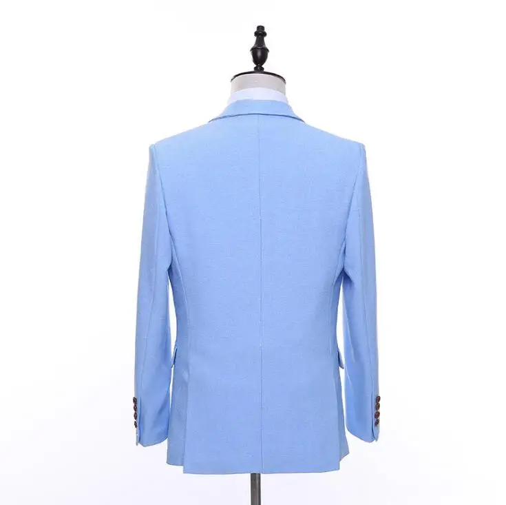 FOLOBE Slim Fit Мужские свадебные костюмы на одной пуговице светло-голубые деловые костюмы для мужчин весна осень костюм из 3 предметов(куртка+ брюки+ жилет