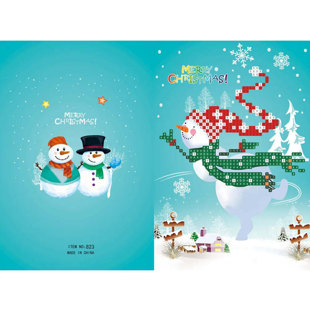 4Pcs 0005-0008 Разнообразие Алмазная мультяшная картина Мини Санта Клаус Счастливого Рождества бумажное ремесло Carte de voeux креативный Tarjeta de felicitacion#2 - Цвет: 4Pcs 0005-0008