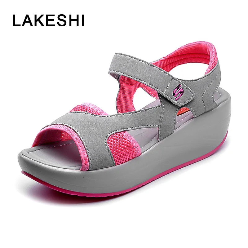LAKESHI/женские босоножки Модная обувь на платформе Женские дышащие сандалии с