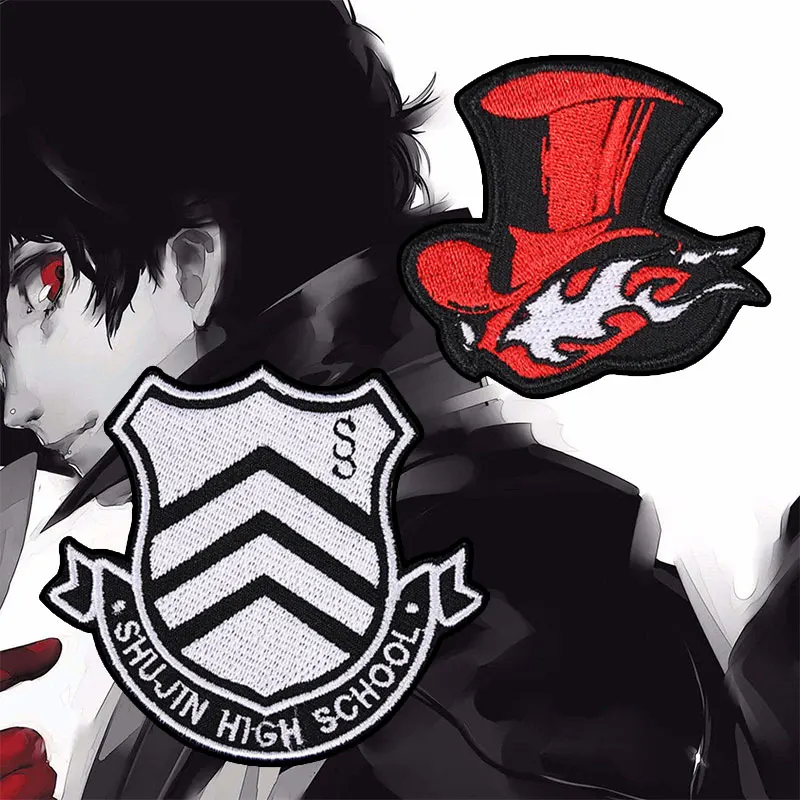 IGameracg Persona 5 Shujin средней школы заплаты вышивки Phantom воров заплатка в виде сердца